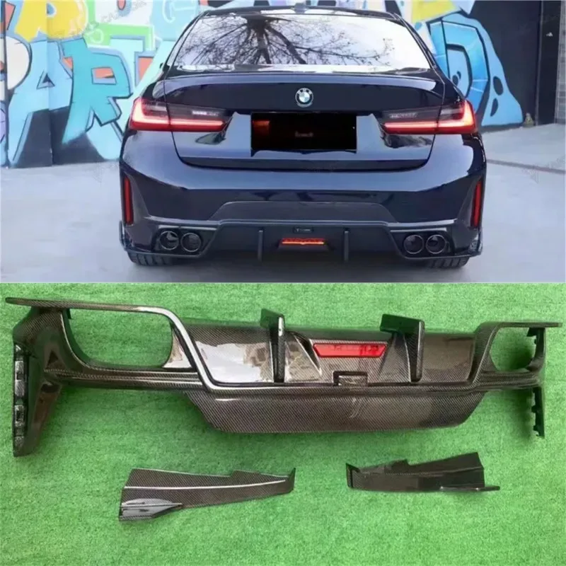 

For BMW G20 G28 2023 2024 ReaI Carbon Fiber Bumper Rear Lip Exhaust port Spoiler Kit