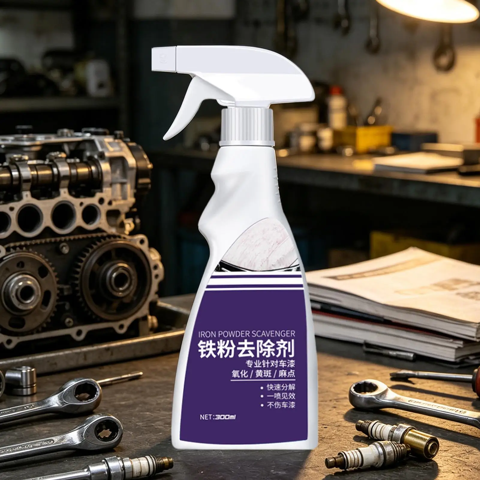 Eisenentferner für Autopflege 300ml Schnellwirkender Universeller Sanfter Reifen-Eisenpulver-Entferner für Auspuffrohre Chrom-Zierleisten Auto Wohnmobil