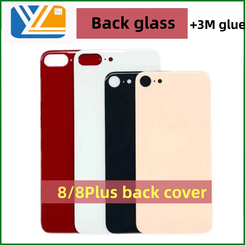 Back Glass+3M glue For iPhone 8/8Plus Back Cover Glass Fast Replacement High Quality Housing Battery Cover Big Hole Rear Glass