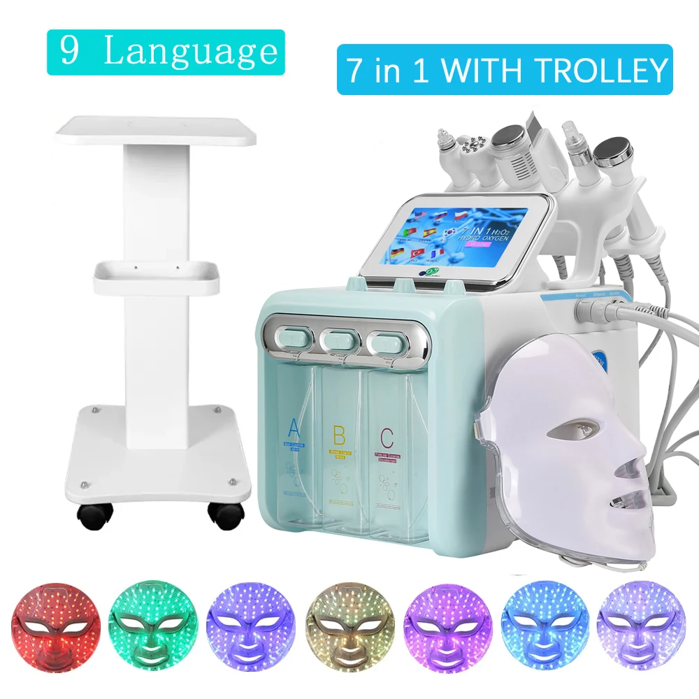 Waterstof Zuurstof Facial Dermabrasie Machine Diepe Reiniging Facial Massager Gezicht Lifting Huid Draai Huidverzorging Tool Met Trolley