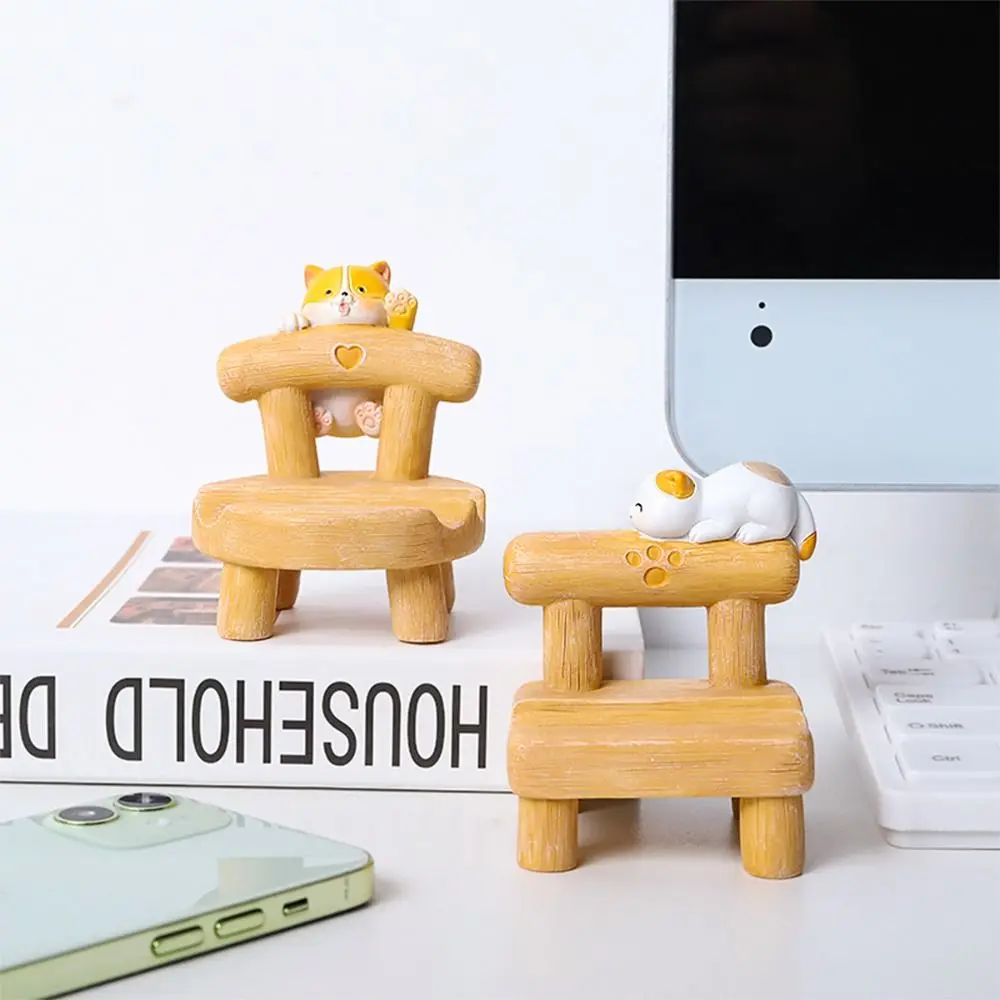 Wooden Chair Chair Phone Holder Cat Personalized Mobile Phone Holder Universal Puppy Cell Phone Bracket For Phones/Tablet