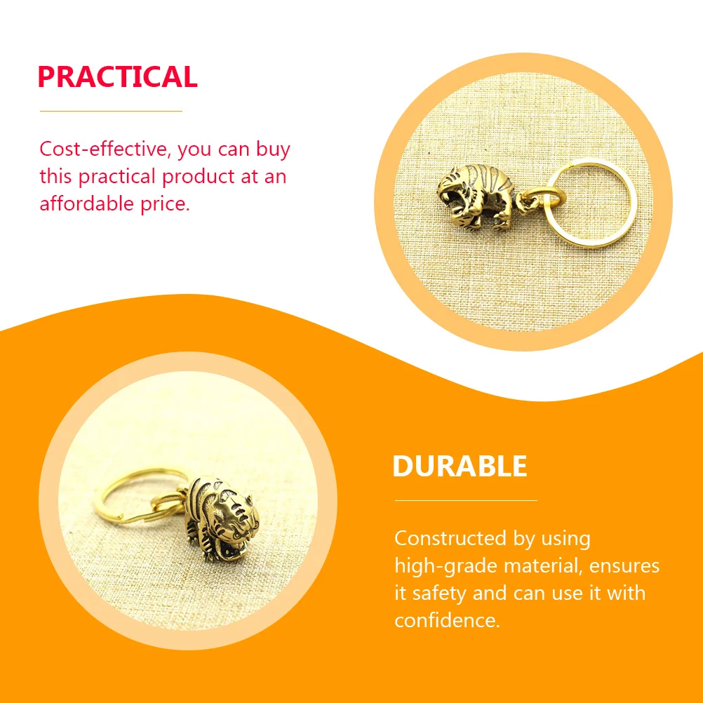 

Brass Tiger Pendant Keychain Decor Lightweight Portable DIY Bags Gifts Stylish Creative Fashion Jewelry Key Holder Mini Tiger