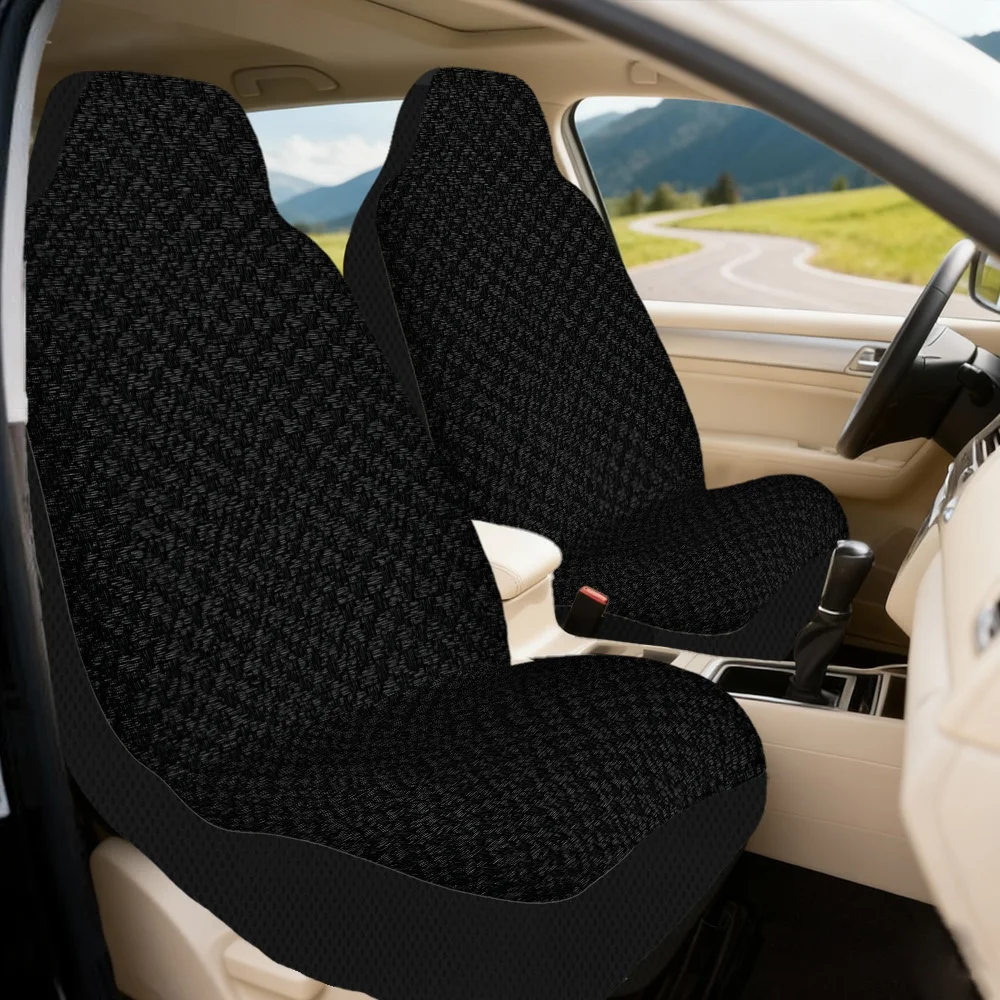 2pcs Car Seat Covers With Dark Minimalist Braids Graphics – Chic Auto Interior Makeover Accessory With Vibrant Visual Appeal For