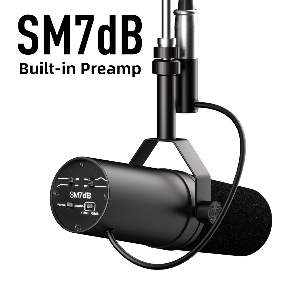 คุณภาพสูง SM7DB ไมโครโฟนแกนนําแบบไดนามิกเลือกการตอบสนองความถี่ในตัว Preamp สําหรับ Home Podcasting การบันทึก Broadcasting