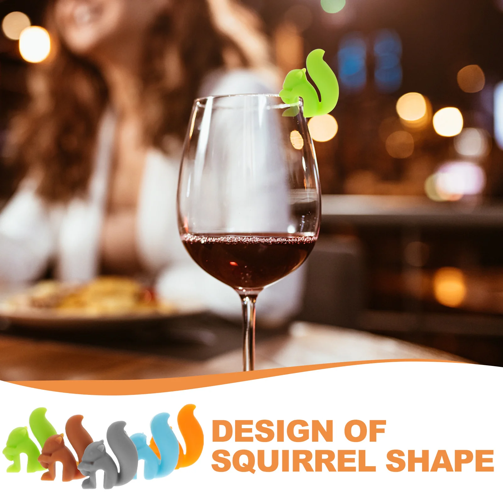 

10Pcs Squirrel Shaped Silicone Wine Charms Tea Bag Holders Party Drink Markers Drink Markers Tea Bag Holder for Cup