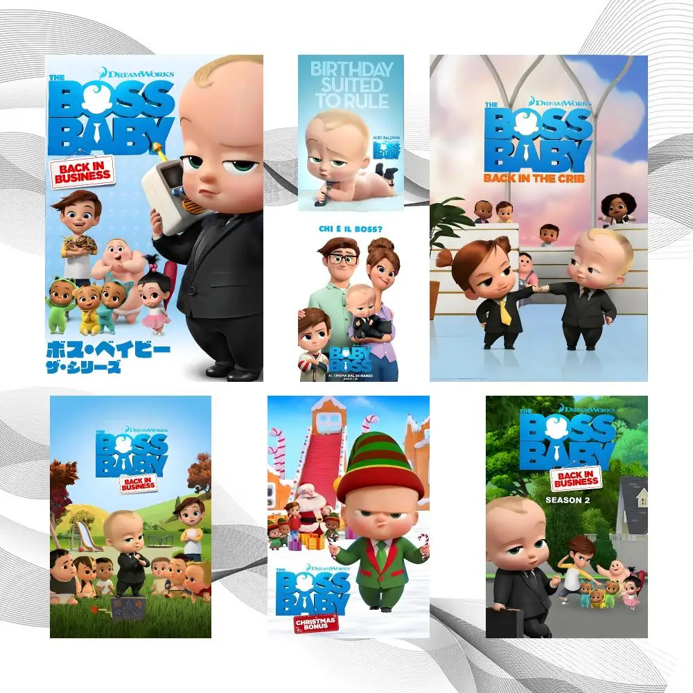 Cartoon Popular T-The Boss Baby Poster Peel And Stick Wall Art Self Adhesive PP Waterproof Wall Decor Living Room Bedroom Gift