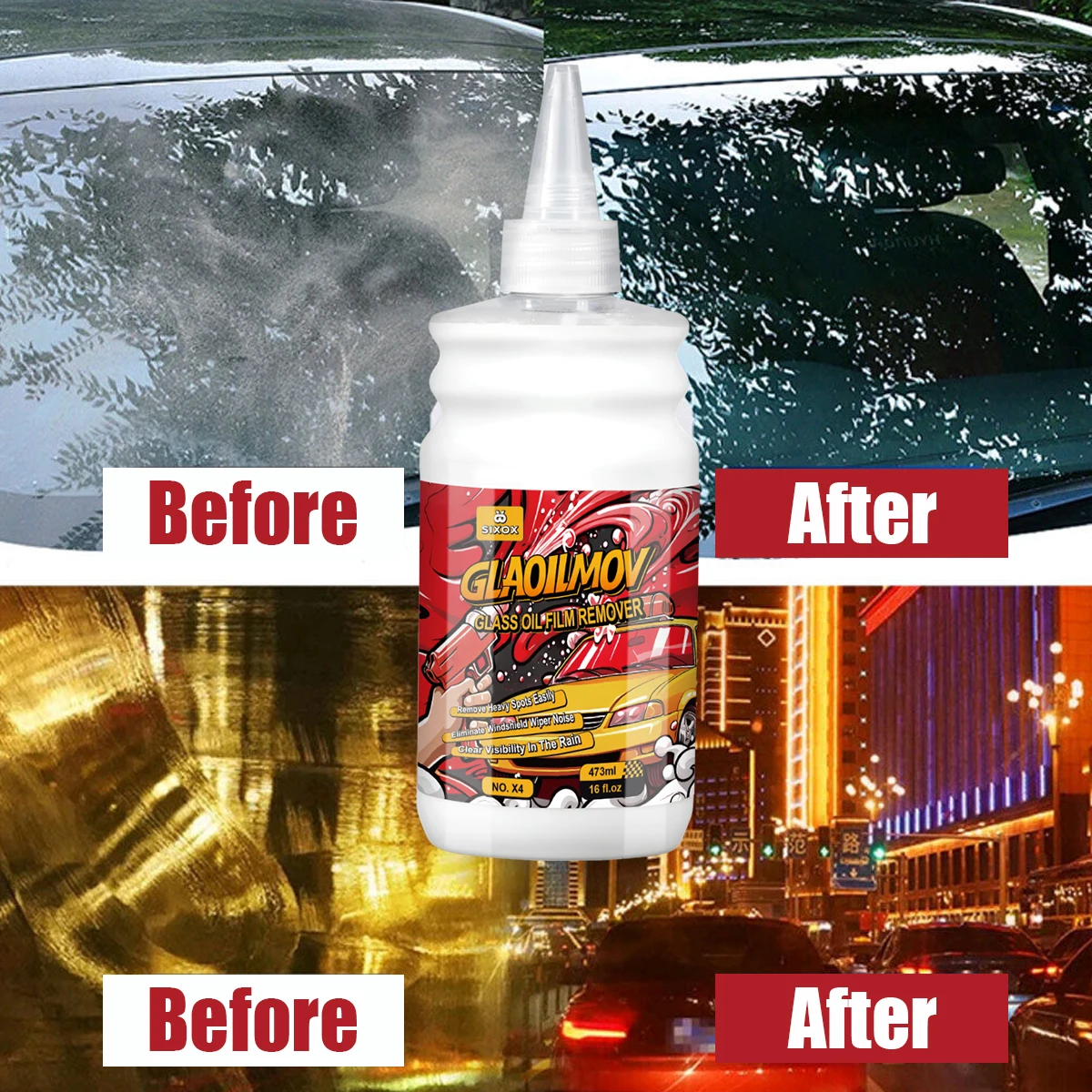 مزيل فيلم زيت زجاجي للسيارة - معجون تنظيف الزجاج الأمامي الفاخر، كريم إزالة الفيلم الفعال للنوافذ الواضحة والتفصيل التلقائي