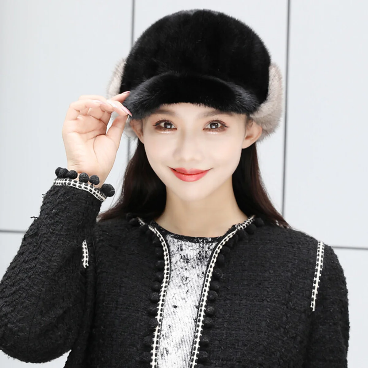 Real Mink Fur Hat Warm Beanie Cap Outdoor Headwear Travel Ski Russia Natural Winter Accessories Authentic Mink Fur