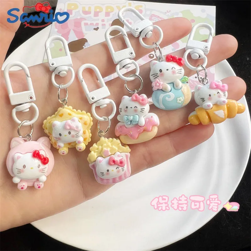 Sanrio Bread Hello Kitty Keychain Kawaii Children Toys Anime Pendant Keyring Cute Kitty Women Bags Keychians Kid Birthday Gifts