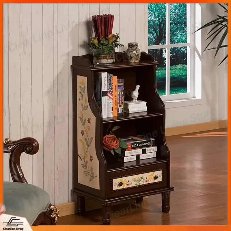 Vintage Wooden Bookshelf Antique Handmade Solid Wood Bookcase Home Office Storage Display Rack Furniture Wholesale OEM Custom