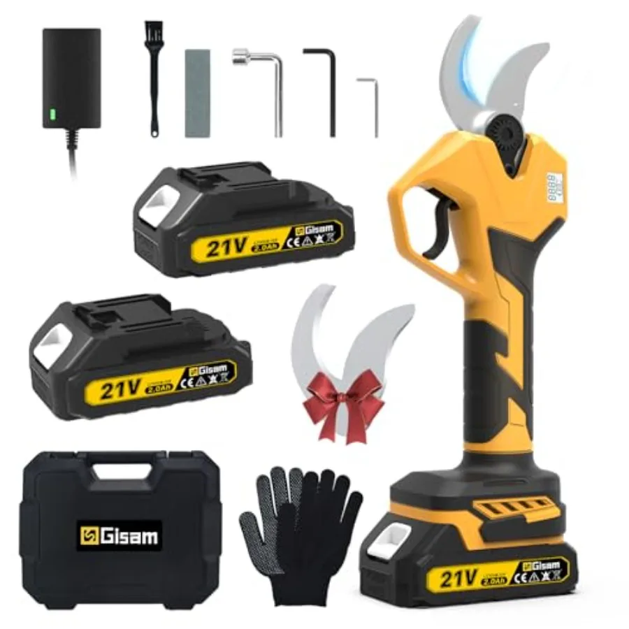 

Электрические секаторы для садоводства, аккумуляторные секаторы с максимальным диаметром раскрытия 2,4 см, электрический секатор с ЖК-дисплеем и 2 аккумуляторами.