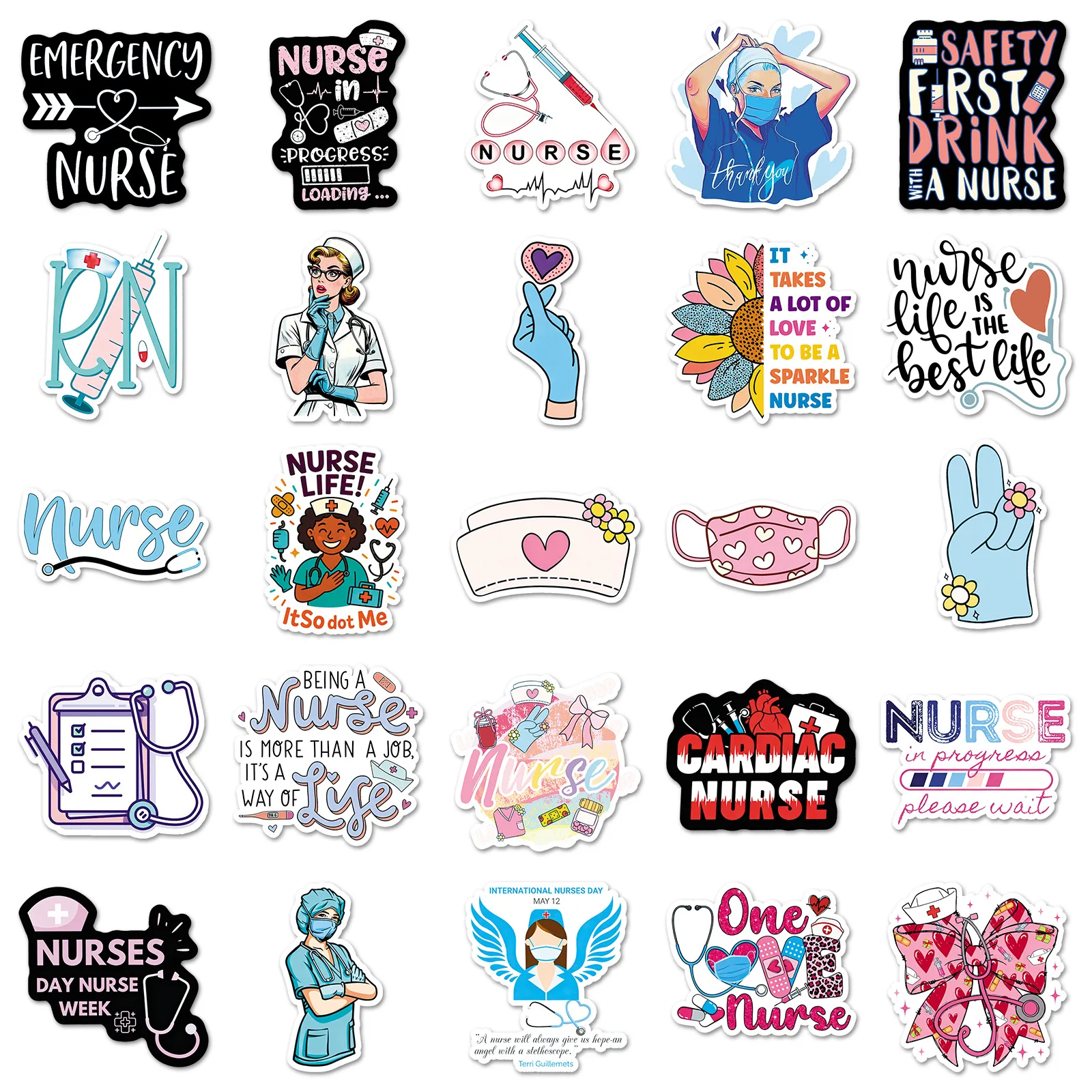 

50PCS Nurse Life Stickers Nurses Day Cute Nursing Medical Nurses Students Healthcare Workers Gifts Waterproof Stickers Kids Toy