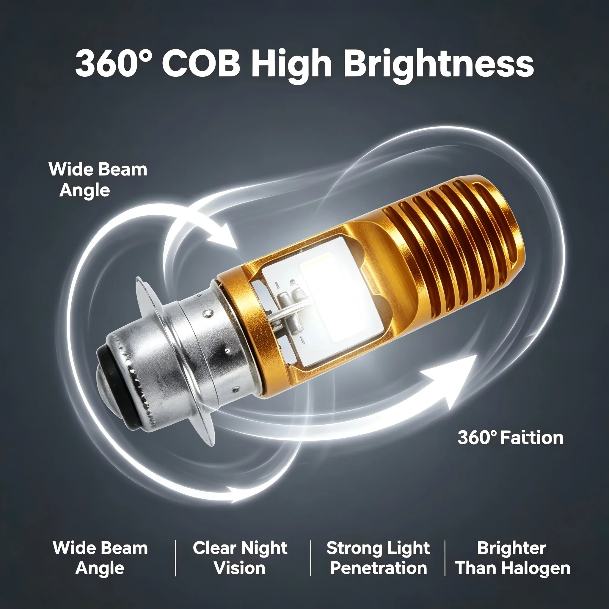 H6 BA20D LED Motorcycle Headlight Bulb 360° COB Aluminum Spotlight for Night Riding Motorcycle Repair And Cleaning