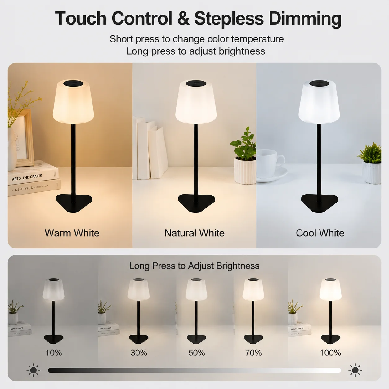 Touch Shower Light, Three-Color Light Variable, Height Adjustable, 18000mAh Lithium Battery, Suitable for Bathroom, Bedroom