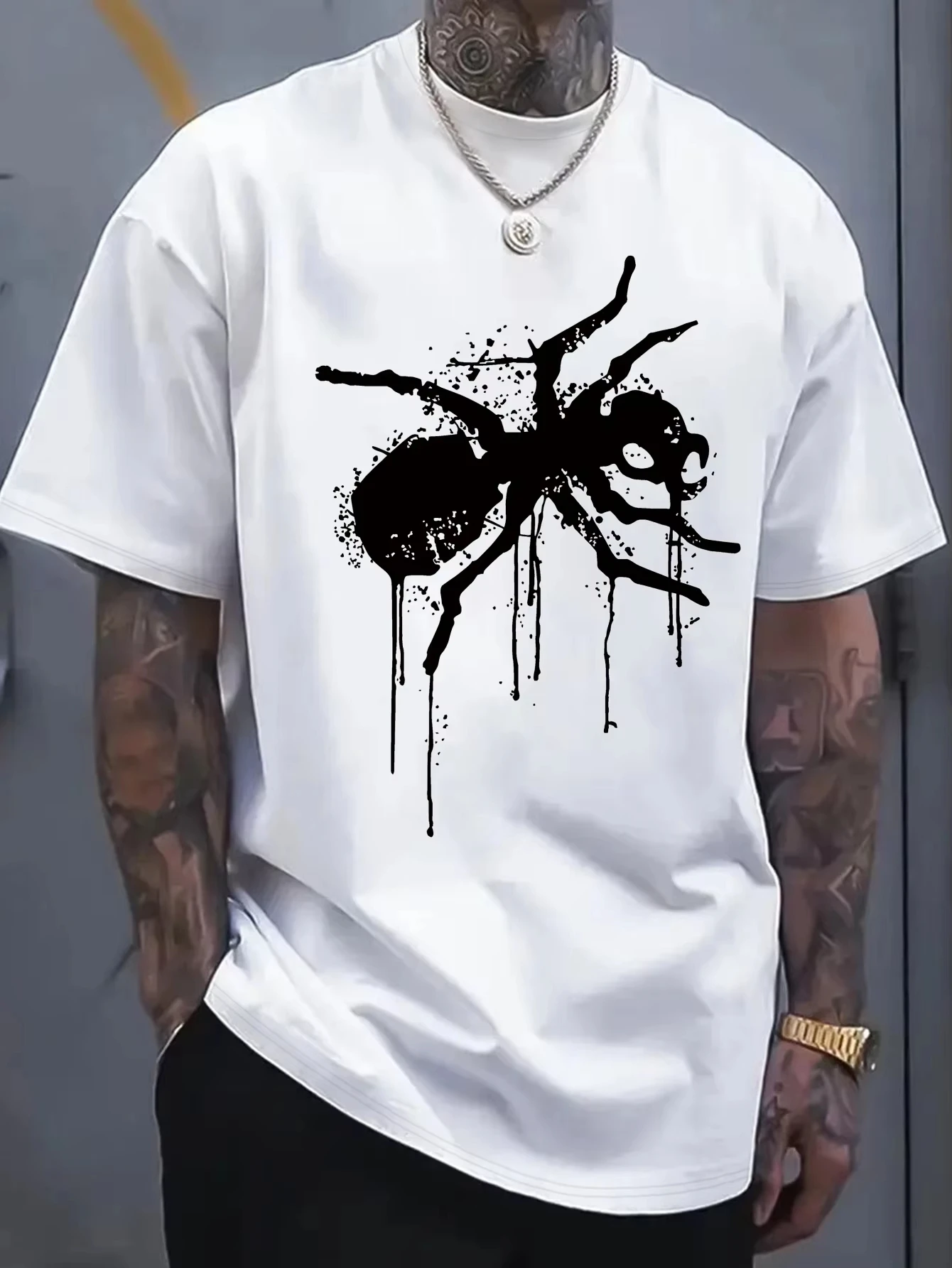 New Men The Prodigy Band Graphic T-Shirt Extreme Invasion Spider-like Ant DesignSummer Tee for Concerts Everyday Casual Wear
