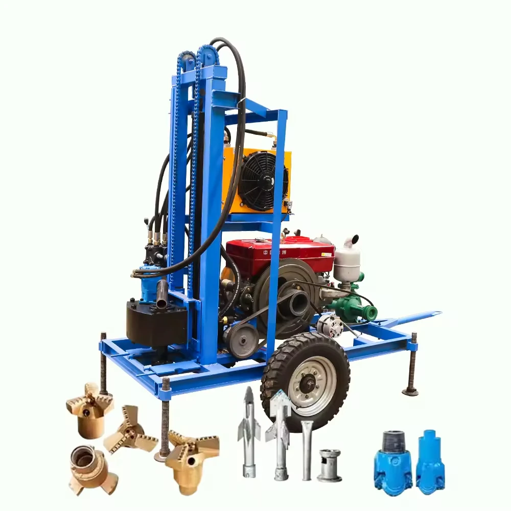 

Factory 25HP 150m Portable Wheeled diesel Hydraulic Water Wells Drill Rig Well Drilling Machine