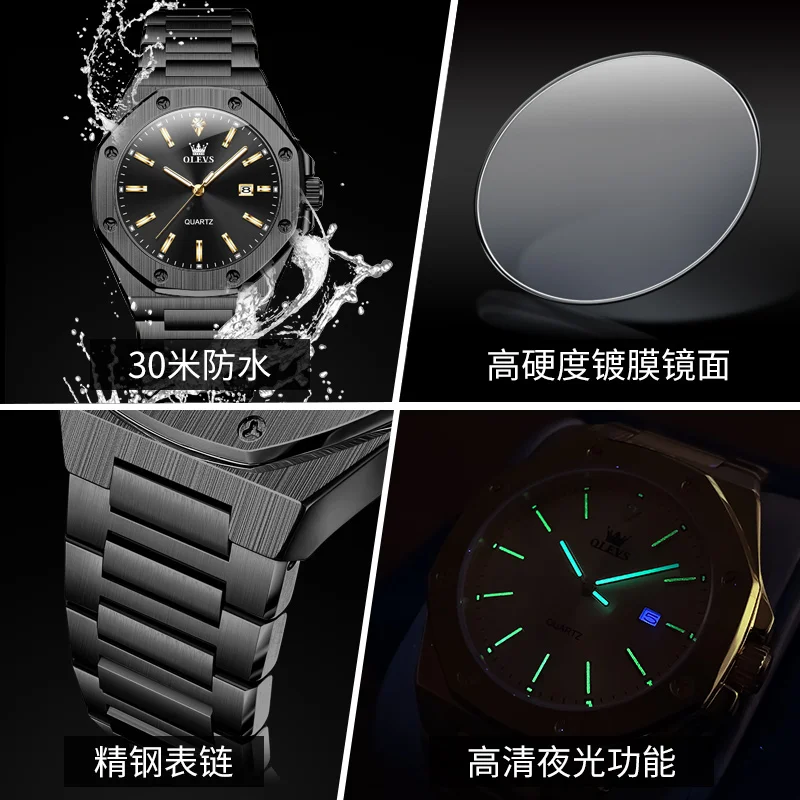 OLEVS 3613 Watches For Men Multifunctional Chronograph Wristwatch Original Waterproof Luminous Quartz Automatic Watch Reloj