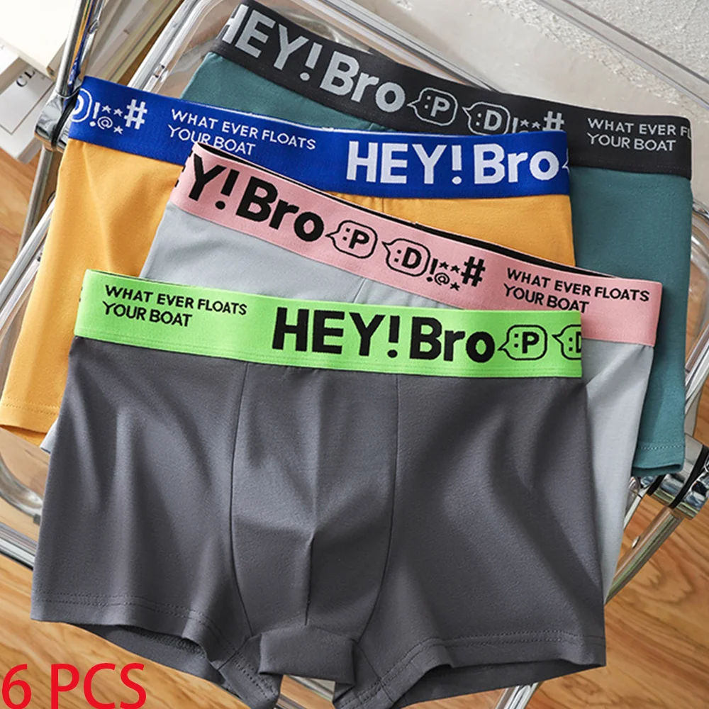 

6Pcs Boxer Shorts Men's Breathable Underwear Man Ice Silk Seamless Underpants Ultra Thin Panties Youth Elastic Boxer Brief L-4XL