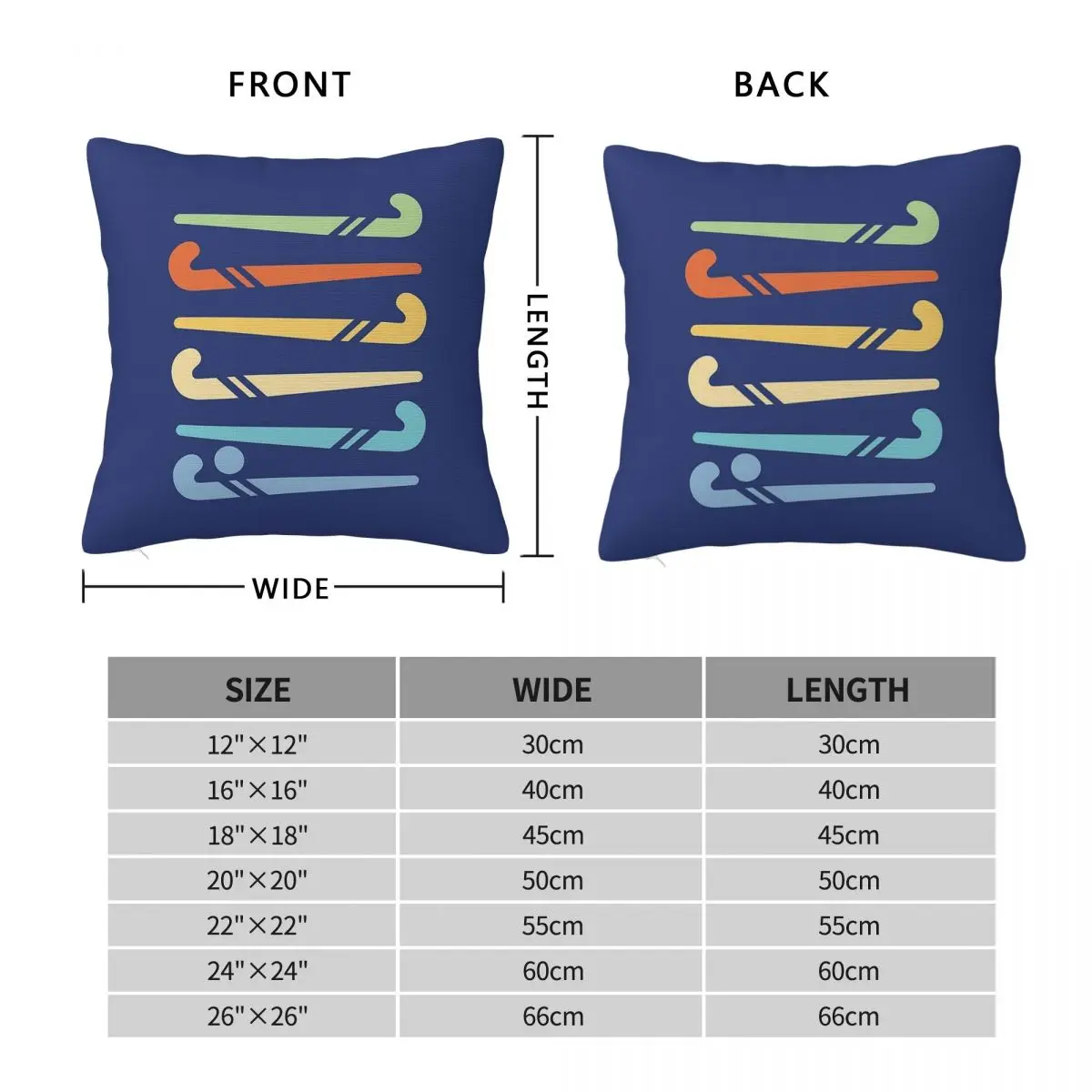 Field Hockey Stick Square Pillowcase Polyester Linen Velvet Pattern Zip Decorative Pillow Case Room Cushion Cover