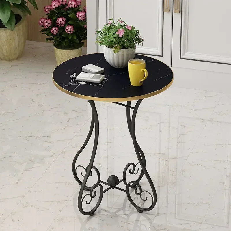 Coffee Tables Living Room Furniture Wrought Iron Small Sofa Round Small Bedside Table Balcony Ins Wooden Tea Table Living Room