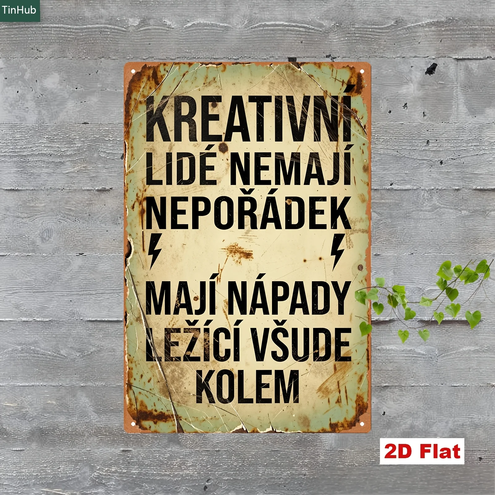 2D Flat, 2D Flat 1pc Vintage Czech Metal Sign, 20x30cm Iron Sign, 