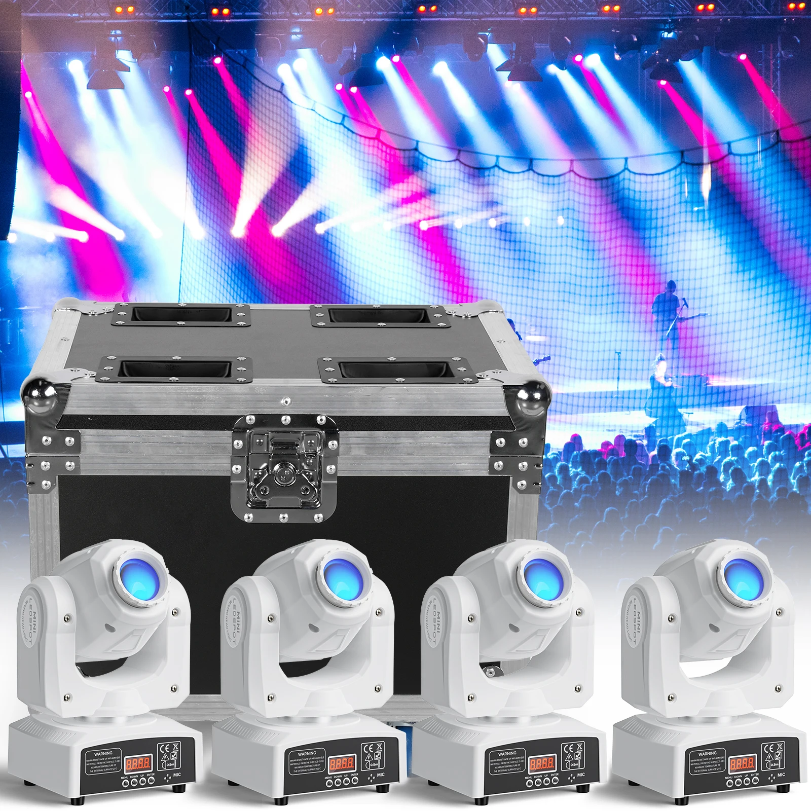 Fieryzeal Heavy-duty Gator Cases for (4) 30W RGBW Moving Head Light Disco DJ Party Lighting Flycase Stage Light Airline Case