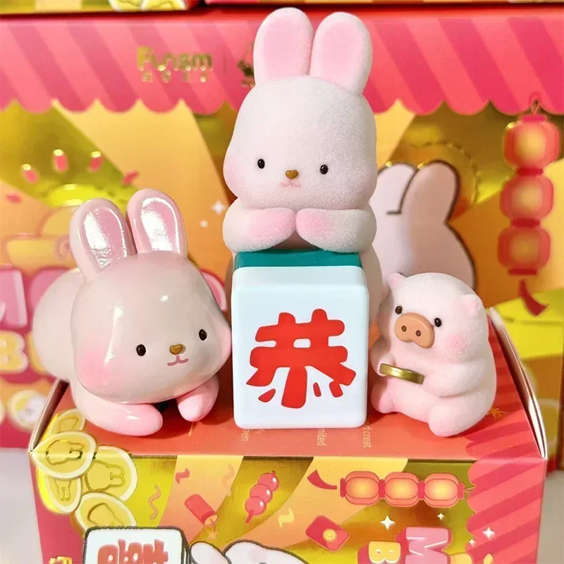 MOMO BUNNY-caja ciega de la serie de felicitaciones ricas, modelo de juguetes, muñecos, figuras de conejito, bolsa de adivinación, adornos de escritorio, regalo de colección