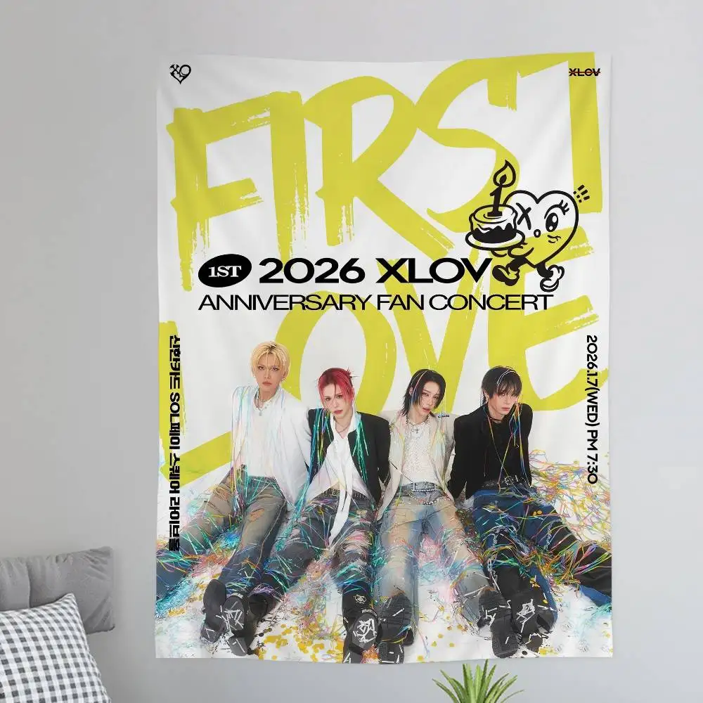 Popular K-Pop Group X-Xlov Colorful Tapestry Wall Hanging Hanging Tarot Hippie Wall Rugs Dorm Wall Art Decor