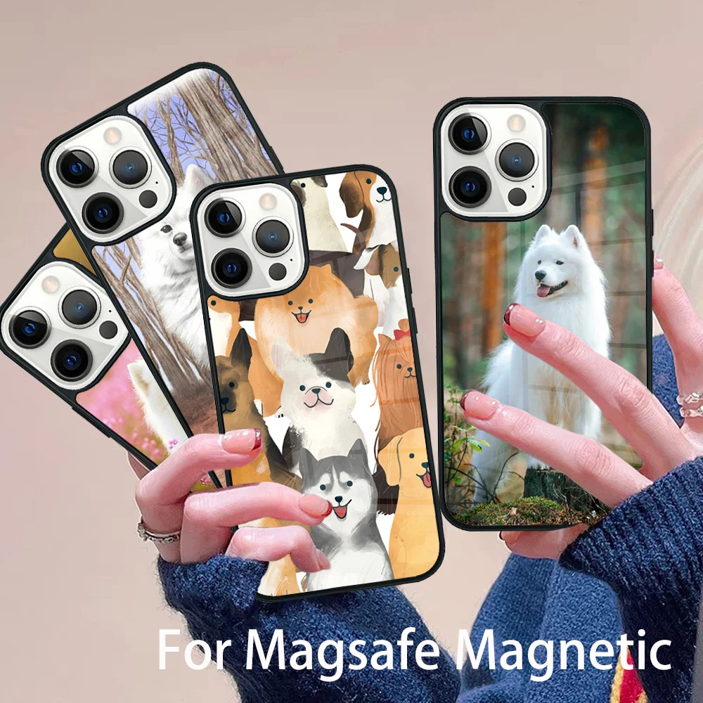 

Japanese Spitz Dog Phone Case Magesafe Magnetic Wireless Charge Cover For IPhone 16 11 12 13 14 15 Pro Max Plus Mini