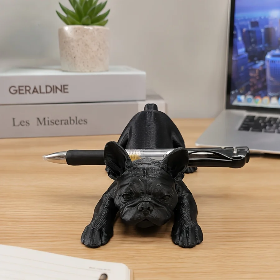 3D Printed French Bulldog Statue Ornament Pen Holder Desktop Storage Creative Desktop Accessory French Bulldog Pen Stand