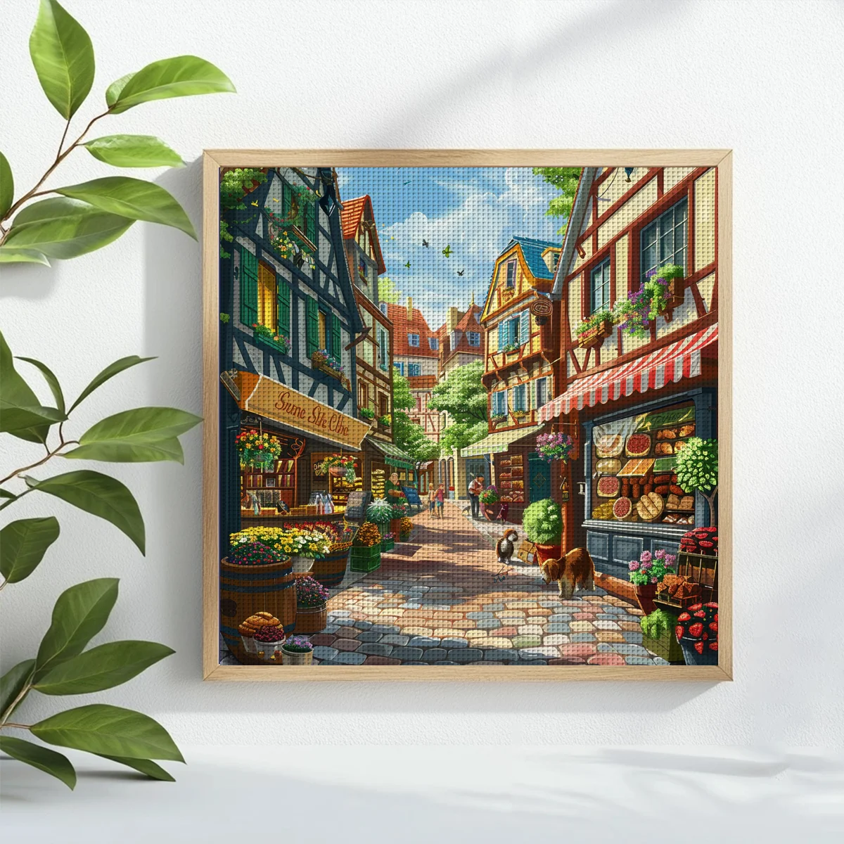 1pc 40X40CM/15.74inch City Stamped Cross Stitch Kit DIY Kit 11CT/14CT DIY Embroidered Set DIY Cross-Stitch Set Joy Sunday