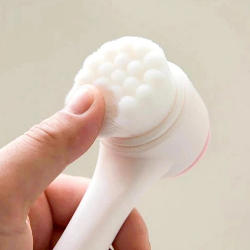 3D Double-Sided Facial Cleanser, Manual Massage Facial Brush, Soft Bristle Double-Sided Facial Cleanser