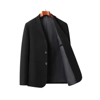 Mens Blazer Fashion Business Handsome Gentleman Korean Version of British Style Leisure Slim Solid Color Wedding Work Blazer 2