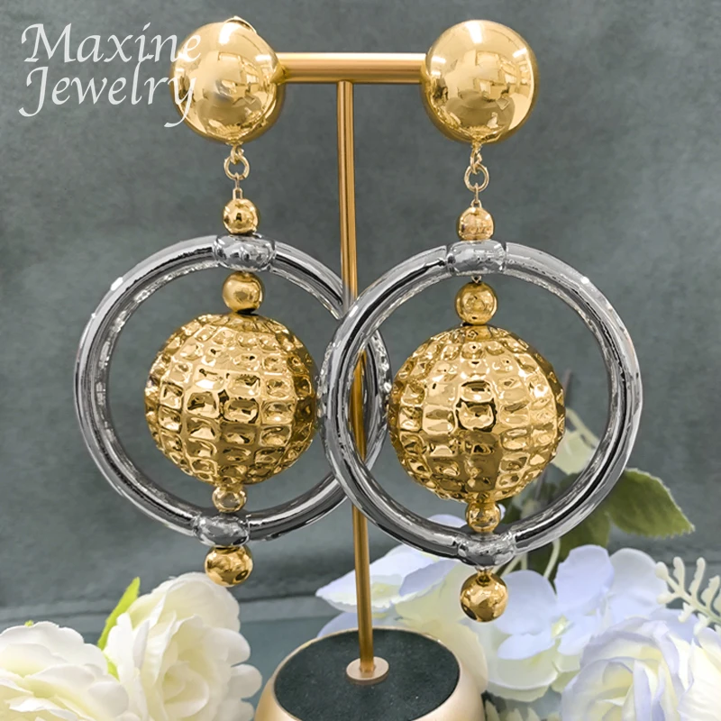 Ball Designer Luxury Dubai 24K Gold Plated Earrings Jewelry Set for Women Earring Original Wedding Anniversary Accessories Gifts