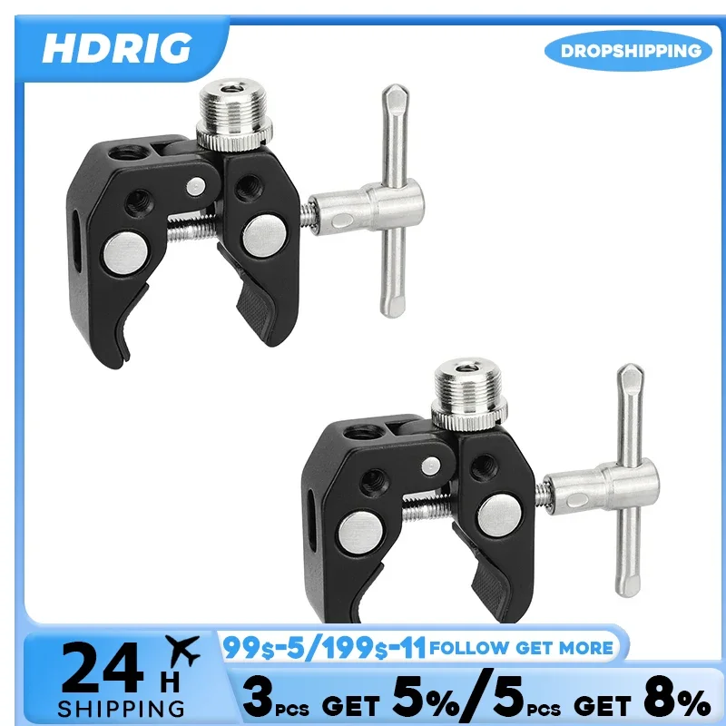 Hdrig Super Crab Clamp mit 5/8 "-27 Gewinde adapter für Mikrofone (2er Pack)