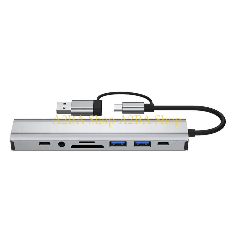 A2BA Aluminum USB A To Type C Adapter With Gigabit LAN And Multiple Port Expansion