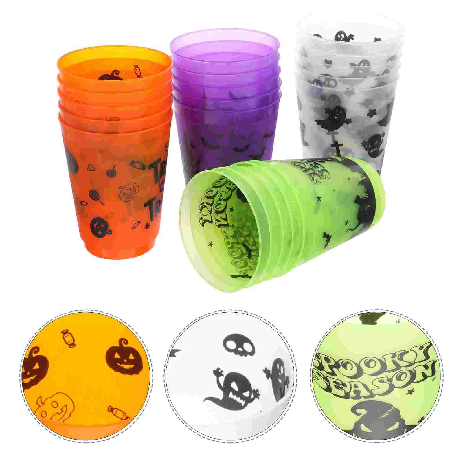 20 Pcs Halloween Themed Cups Drink Decorative Milk Mug Whisky Water Juice Storage Household Drinking Plastic Cocktail