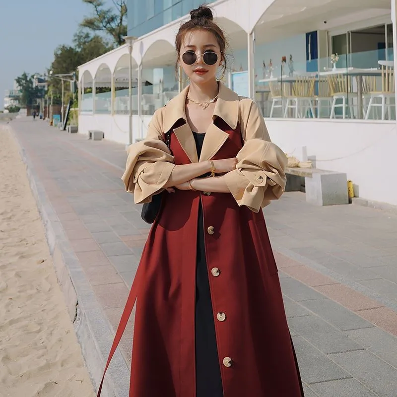 

SuperAen 2024 Spring New Contrast Spliced Windbreaker Women's Design High End Casual Korean Style Windbreaker
