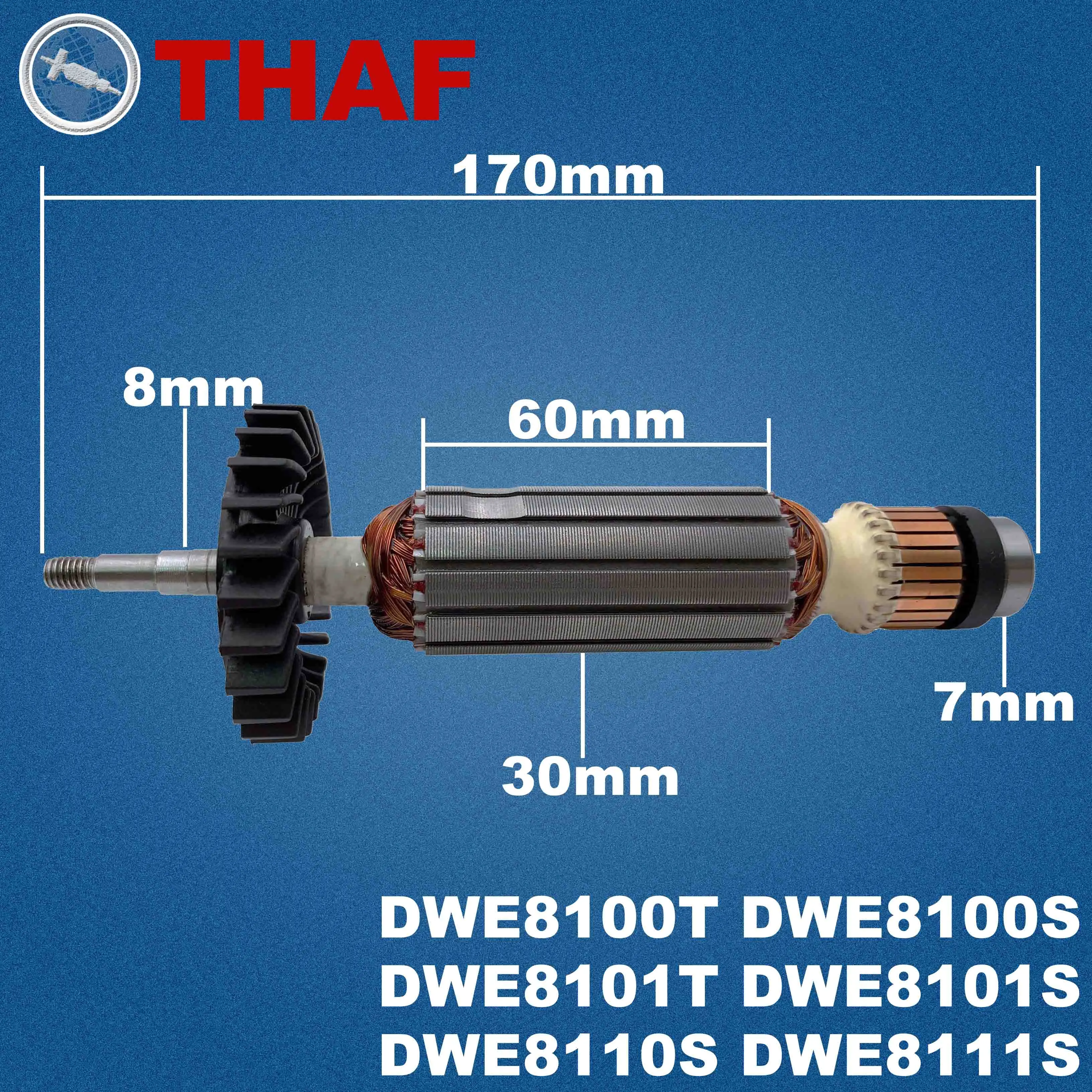 AC 220V 240V DWE8101S DWE8100S DWE8100T DWE8101T Armature Rotor For DEWALT Angle Grinder Spare Parts Grinder DWE8110S DWE8111S