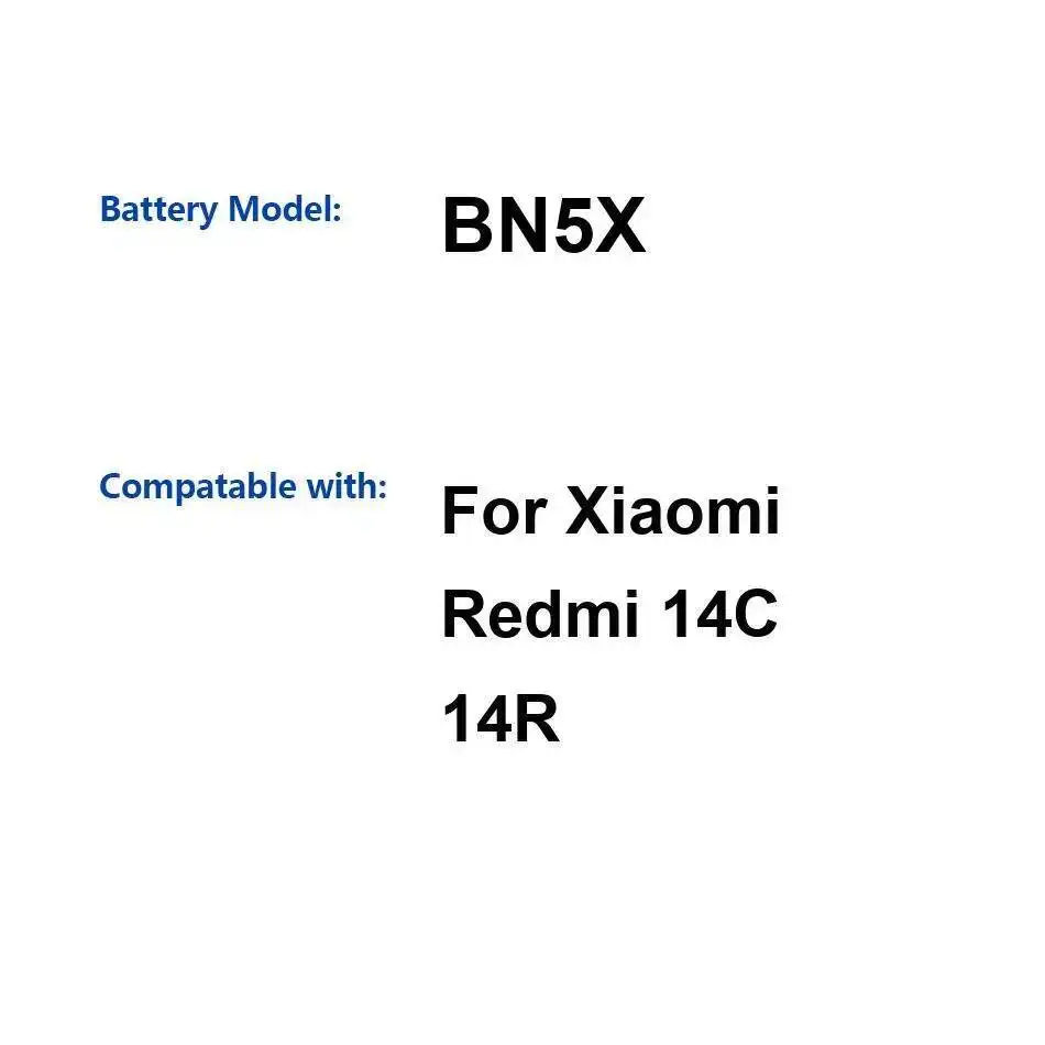 

5160 мАч BN5X надежное питание для аккумулятора мобильного телефона Xiaomi Redmi 14C 14R