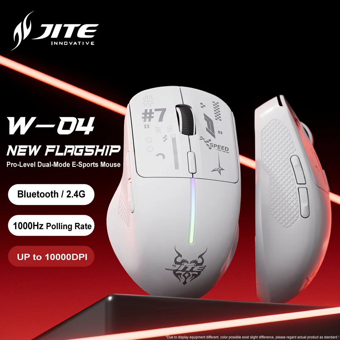 

JITE W-04 Беспроводная/Bluetooth двойной режим 2,4G бесшумная игровая офисная мышь легкий дизайн 1000 Гц 10000 точек на дюйм RGB подсветка настольный компьютер