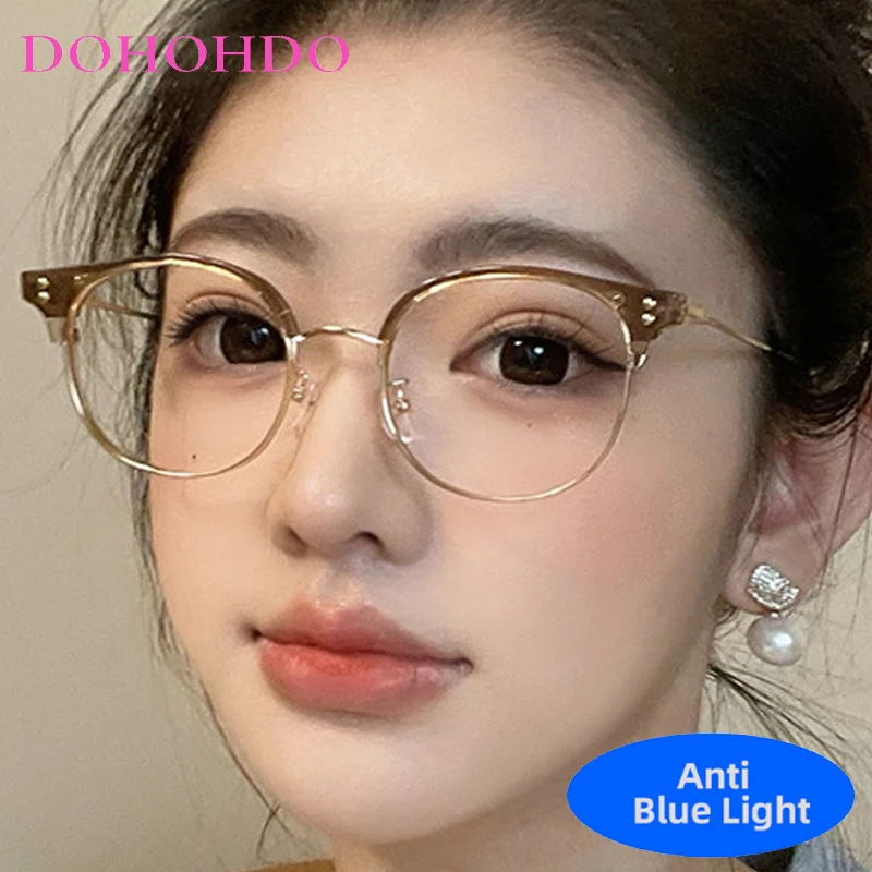 

Luxury Brand Vintage TR90 Circular Rivets Eyeglasses Men Women Computer Anti Blue Light Glasses New Fashion Classic Eyeglasses