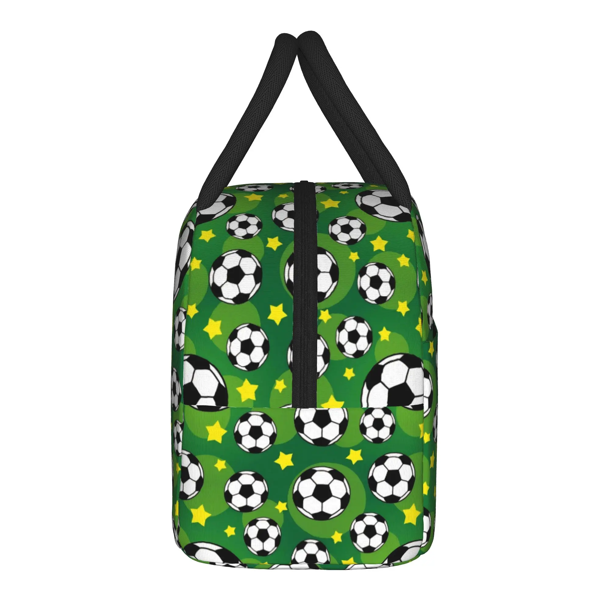 Football Soccer Patten Insulated Lunch Bag High Capacity  Reusable Cooler Bag Tote Lunch Box School  Outdoor Bento Pouch