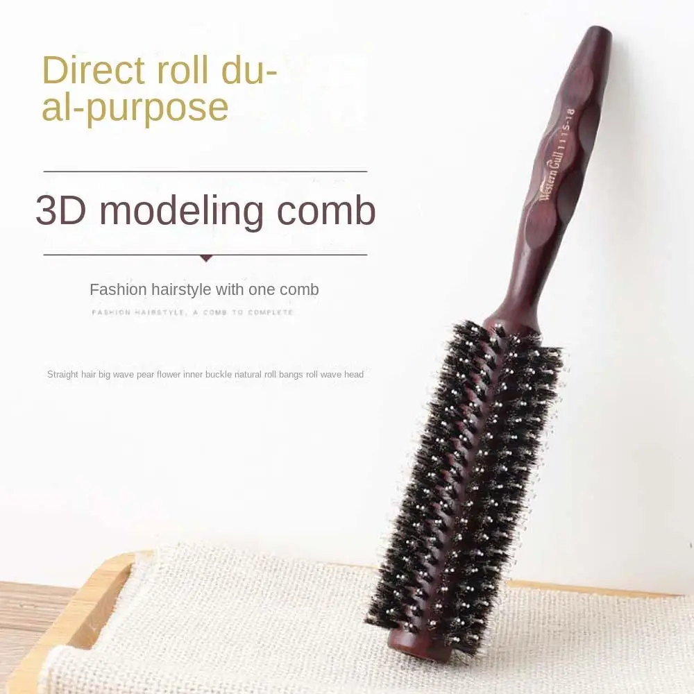 

Hair Styling Tool Porcine Bristle Curly Hair Comb Hair Accessories Hairdressing Rolling Curly Comb Wood Anti Static