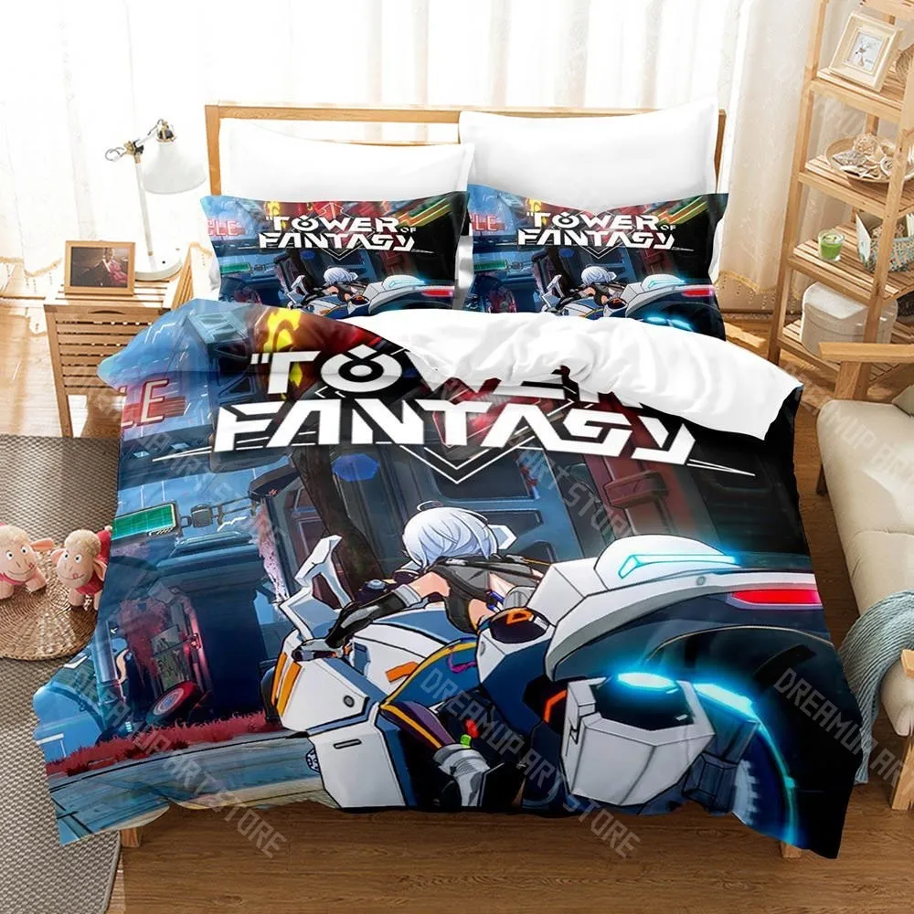 3D Printed Tower of Fantasy Game Bedding Set for Boys Girls Duvet Cover Pillowcase Twin Queen King Full Single Double Sizes