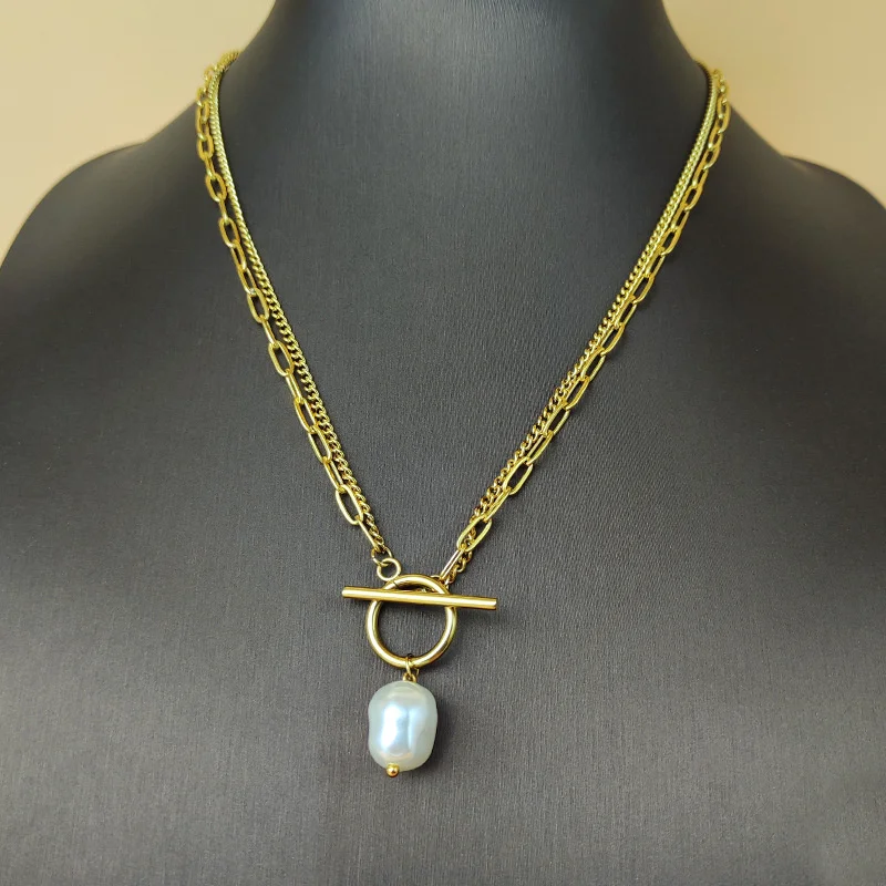 Trend Elegant Jewelry Wedding Big Pearl Pendant Chain Necklace For Women Fashion White Imitation Pearl Choker Necklace image 3
