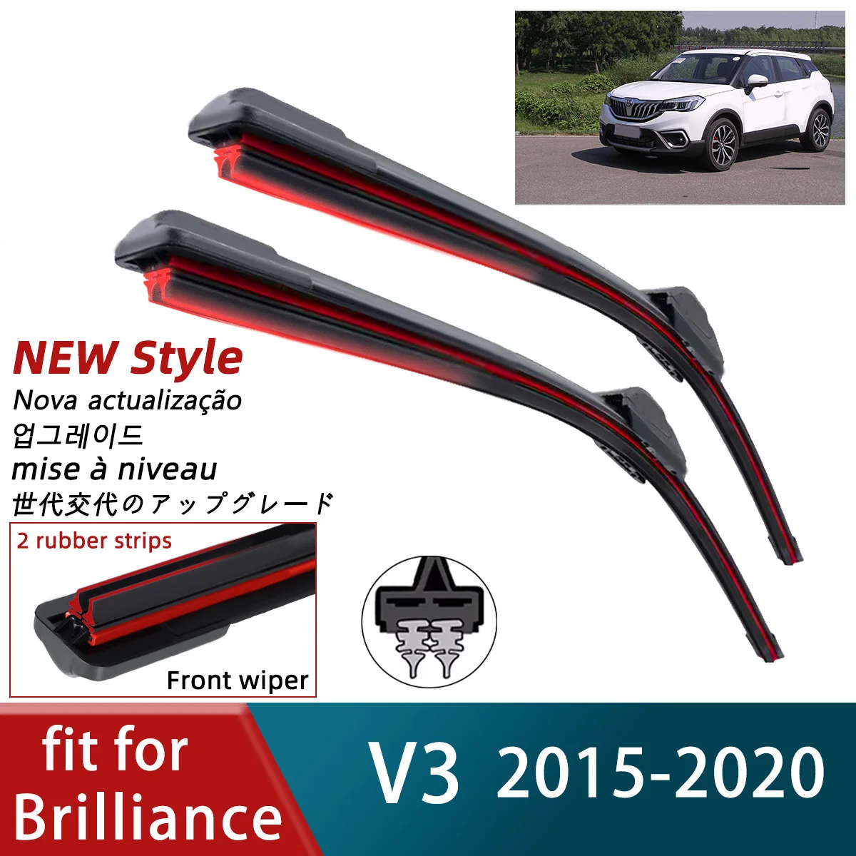 

Double Rubber Car Wiper for Brilliance V3 Front Wiper Blades Brushes Cutter Accessories Windscreen Wipers Parts & Accessories