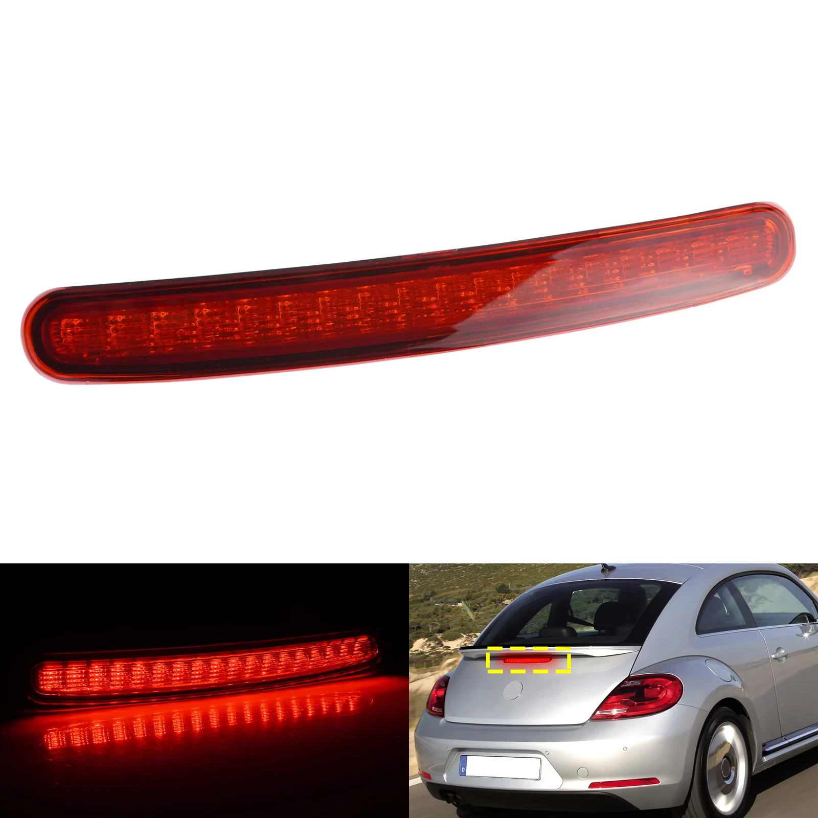 

For VW Beetle Cabrio Red Lens LED Rear High Level Third Stop Brake Light 2012-19
