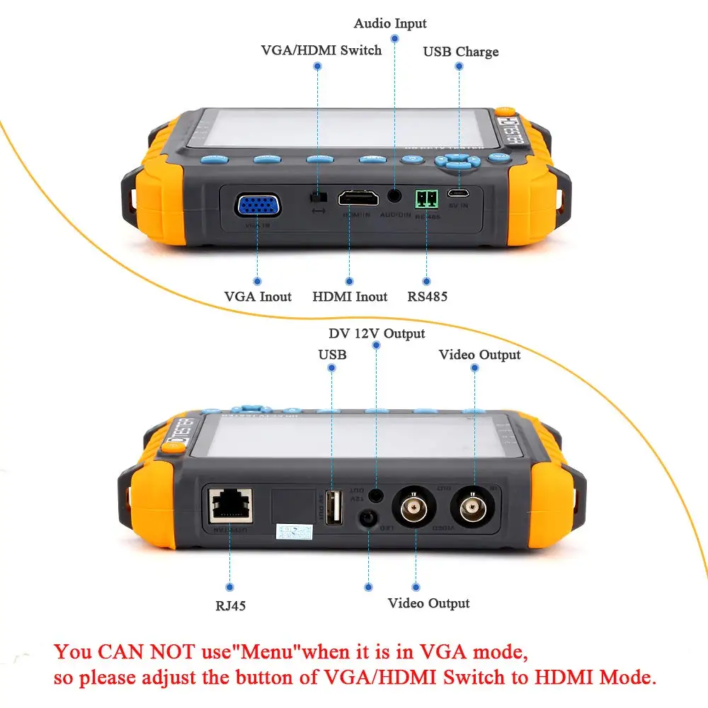 Tester câmera analógica com entrada VGA Cabo UTP, Iv8W CCTV Monitor, controle PTZ RS485, entrada HDMI VGA, 8MP AHD TVI CVI CVBS Cftv