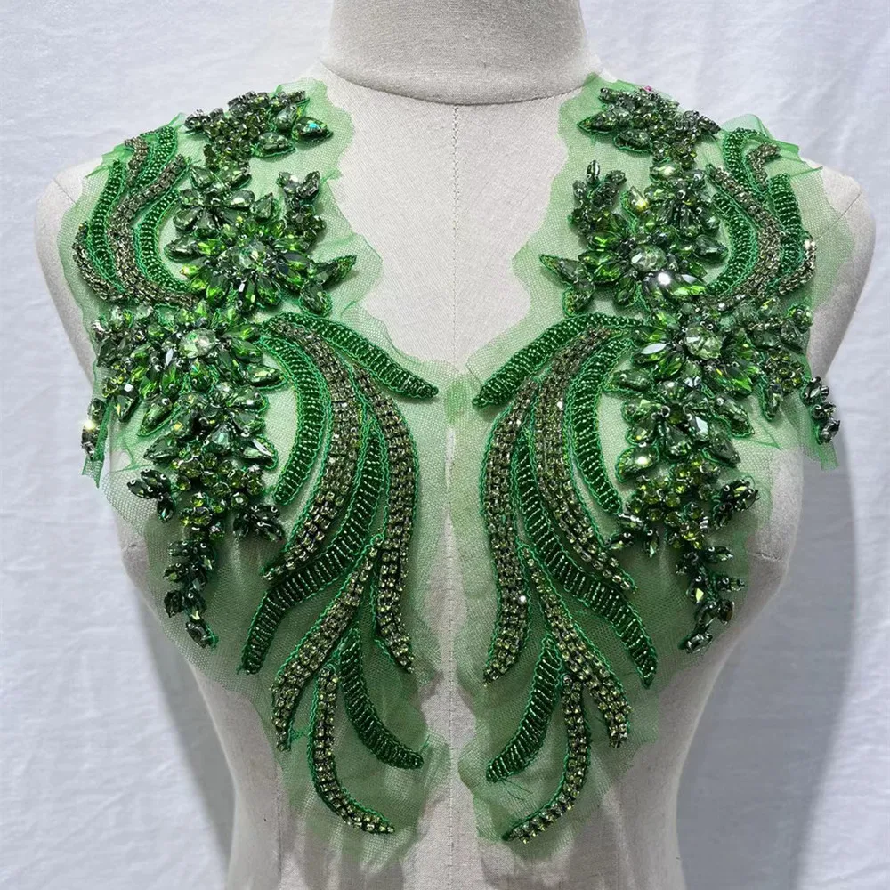 Hand-sewn mesh fabric phoenix tail embroidery matching floral dress accessories glass rhinestone wedding jewelry DIY accessories